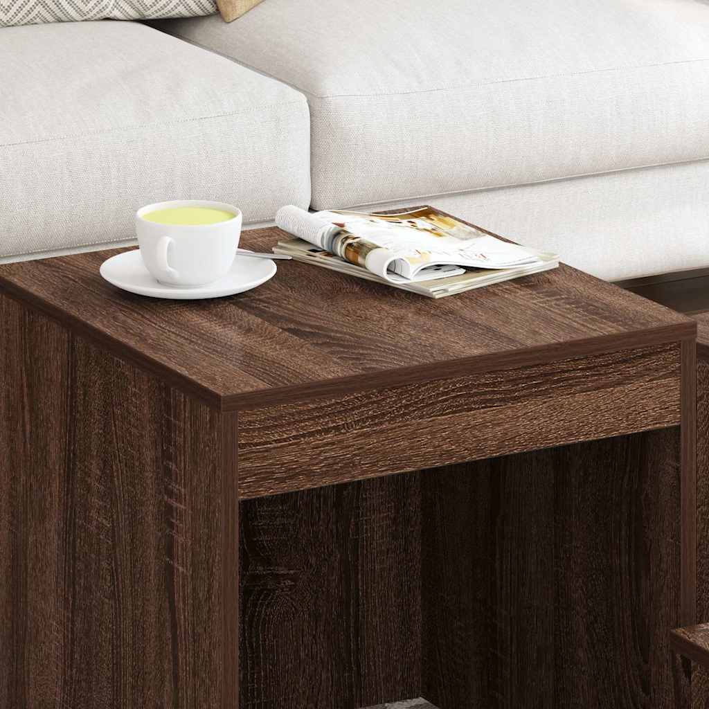 Nesting Tables 3 pcs Brown Oak Engineered Wood